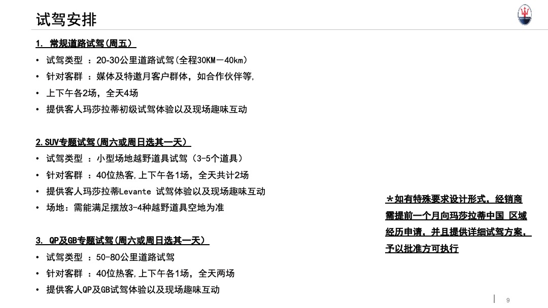 玛莎拉蒂路演执行手册基础版