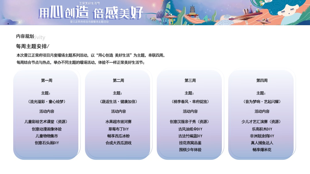 （用心创造 倍感美好主题）美好生活节月度暖场活动策划方案