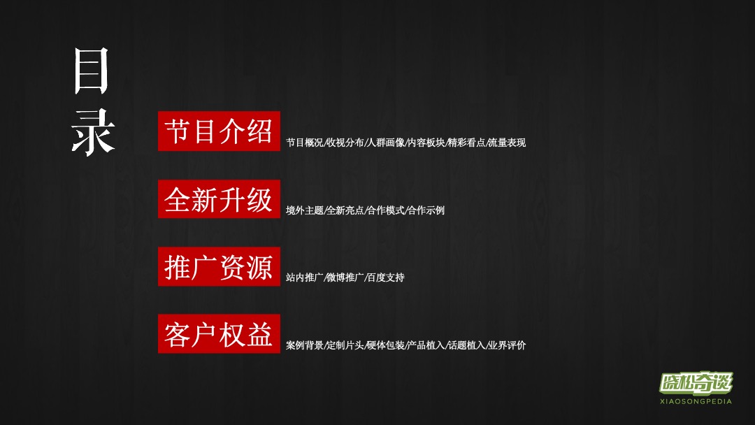 《晓松奇谈》芒果TV招商方案全套