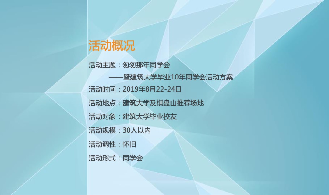 知名大学（匆匆那年主题）毕业10年同学会活动策划方案