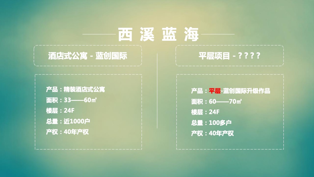西溪蓝海平层推广提报