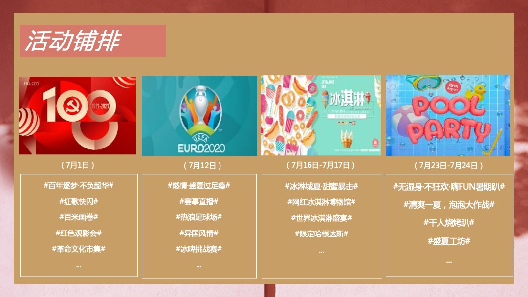 月度暖场系列（热力7月 礼献美好主题）活动策划方案