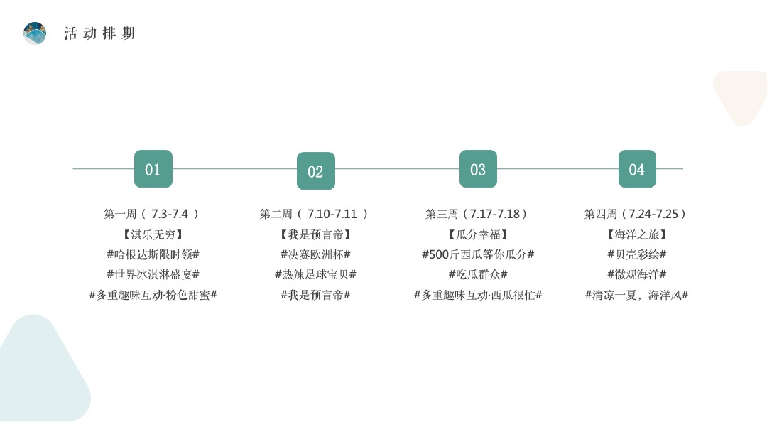 7月阶段性（夏日嗨玩季主题）活动策划方案