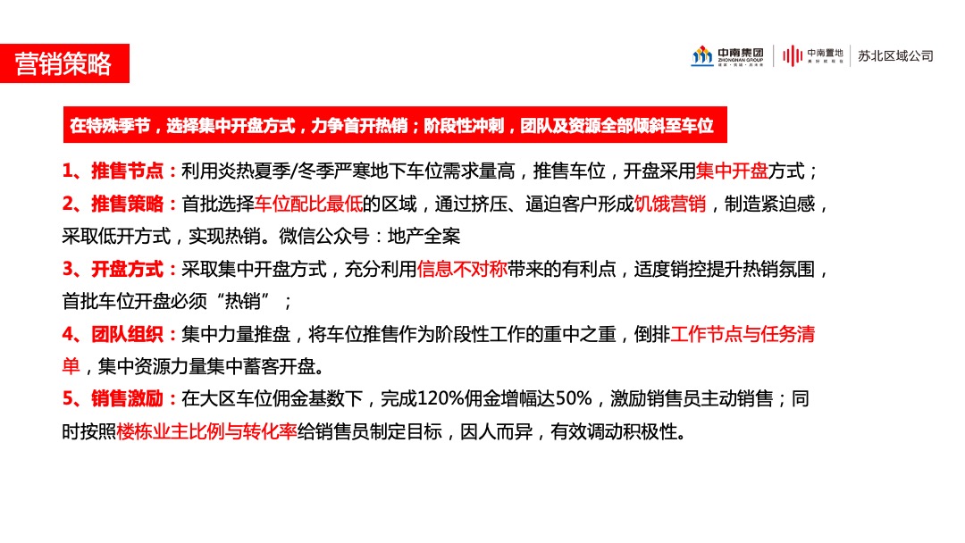 中南品牌车位营销指引