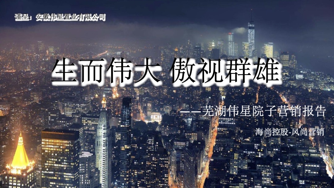 伟星芜湖院子营销提报