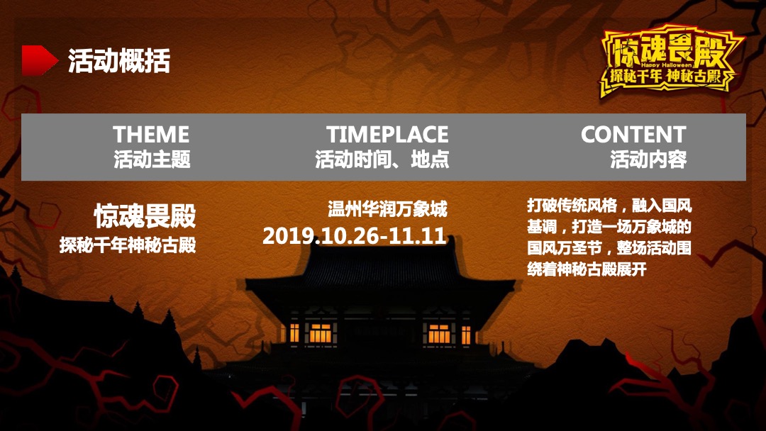 万象城万圣节“惊魂畏殿-探秘千年神秘古殿”活动策划方案