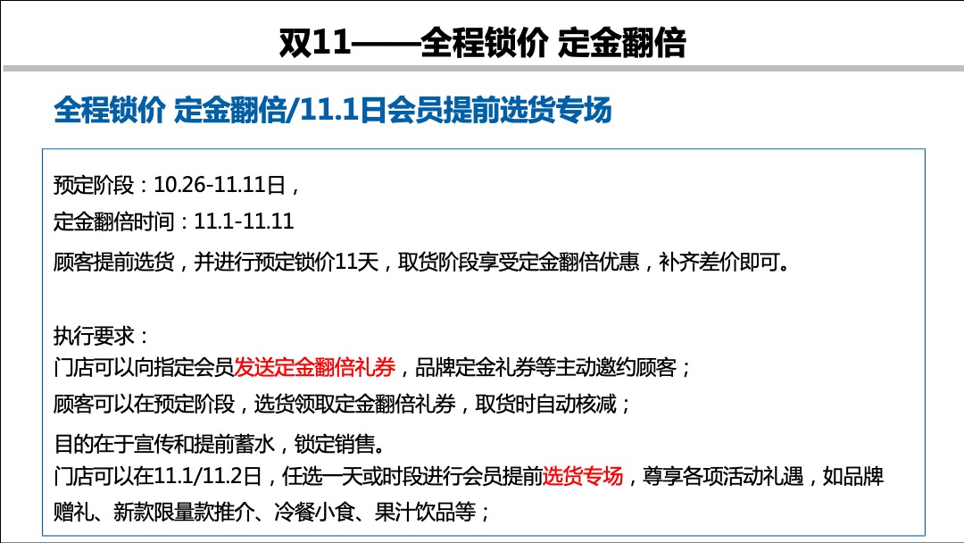 万达百货双11档期营销管控方案