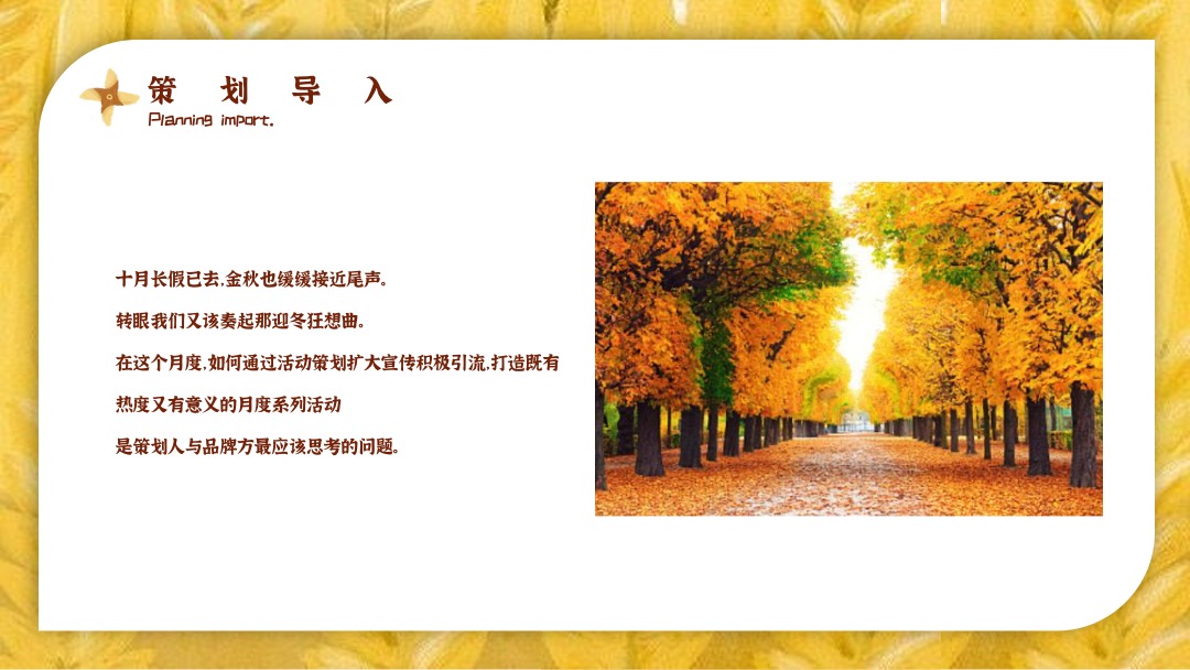 十一月系列（醉美秋意浓主题）活动策划方案