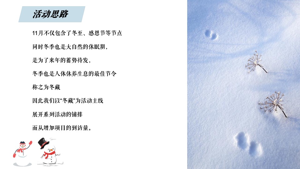地产项目冬季11月月度暖场（冬日の雪主题）活动策划方案