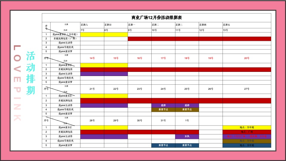 商业广场粉色圣诞季系列（含圣诞、元旦）活动策划方案