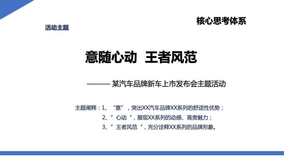 汽车品牌新车上市发布会（意随心动 王者风范主题）活动策划方案