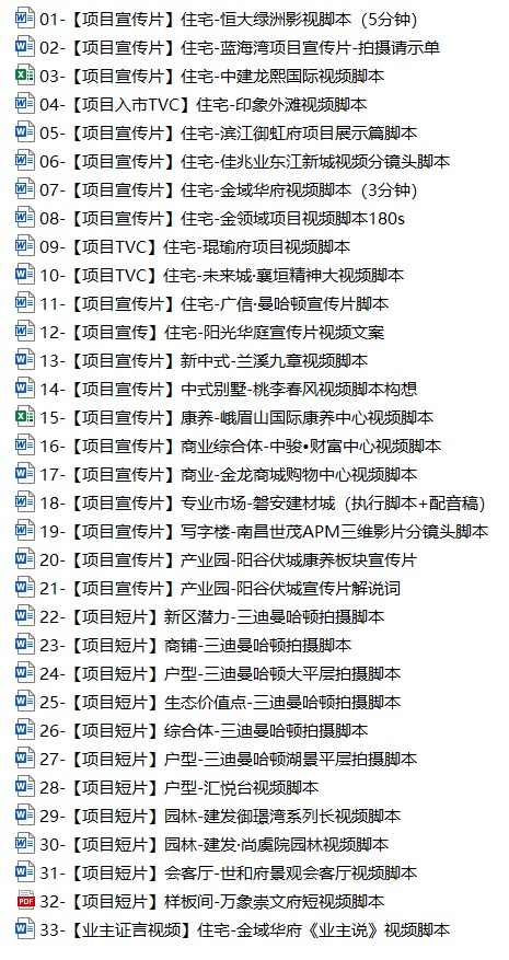 必备资料包 | 100个地产视频脚本&抖音运营方案合集