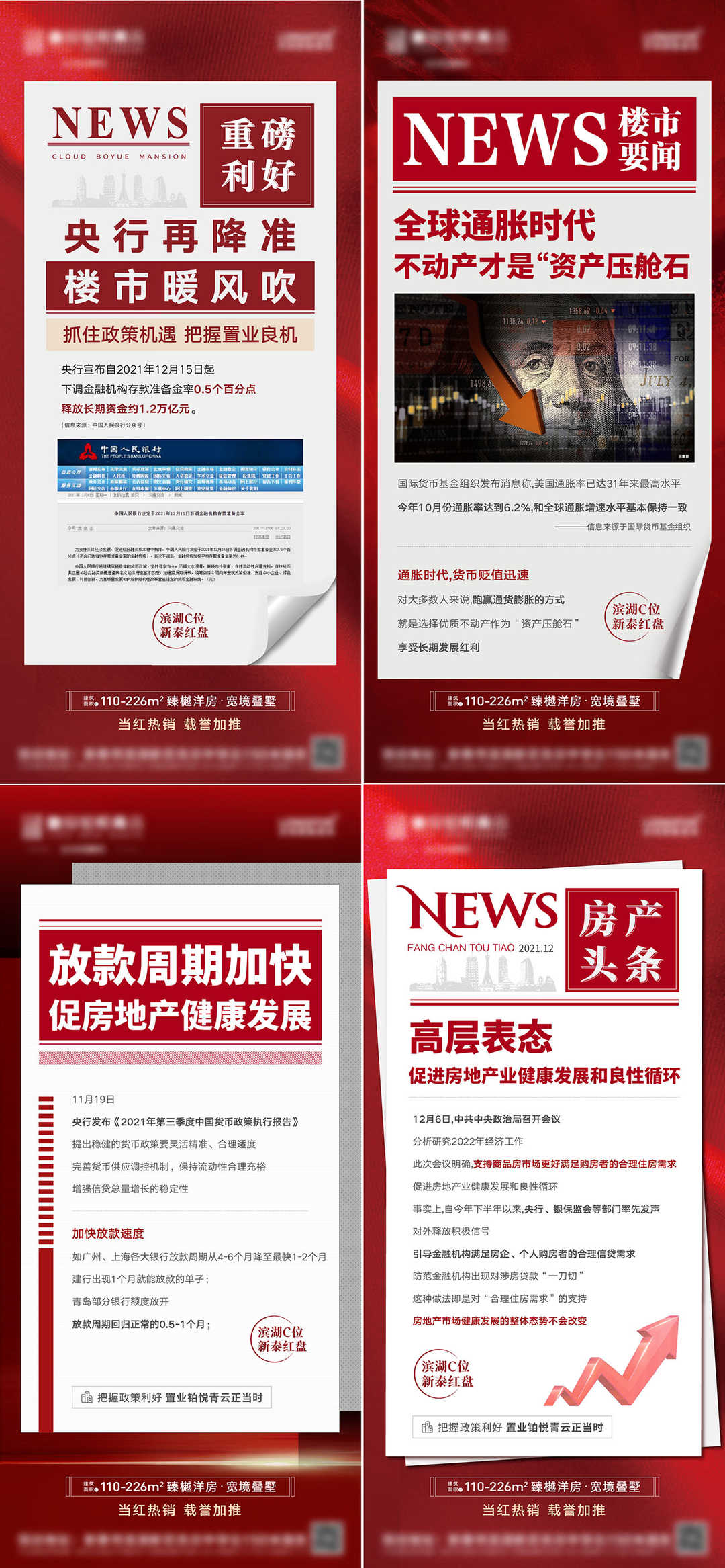 地产利好政策快讯系列海报AI+PSD源文件