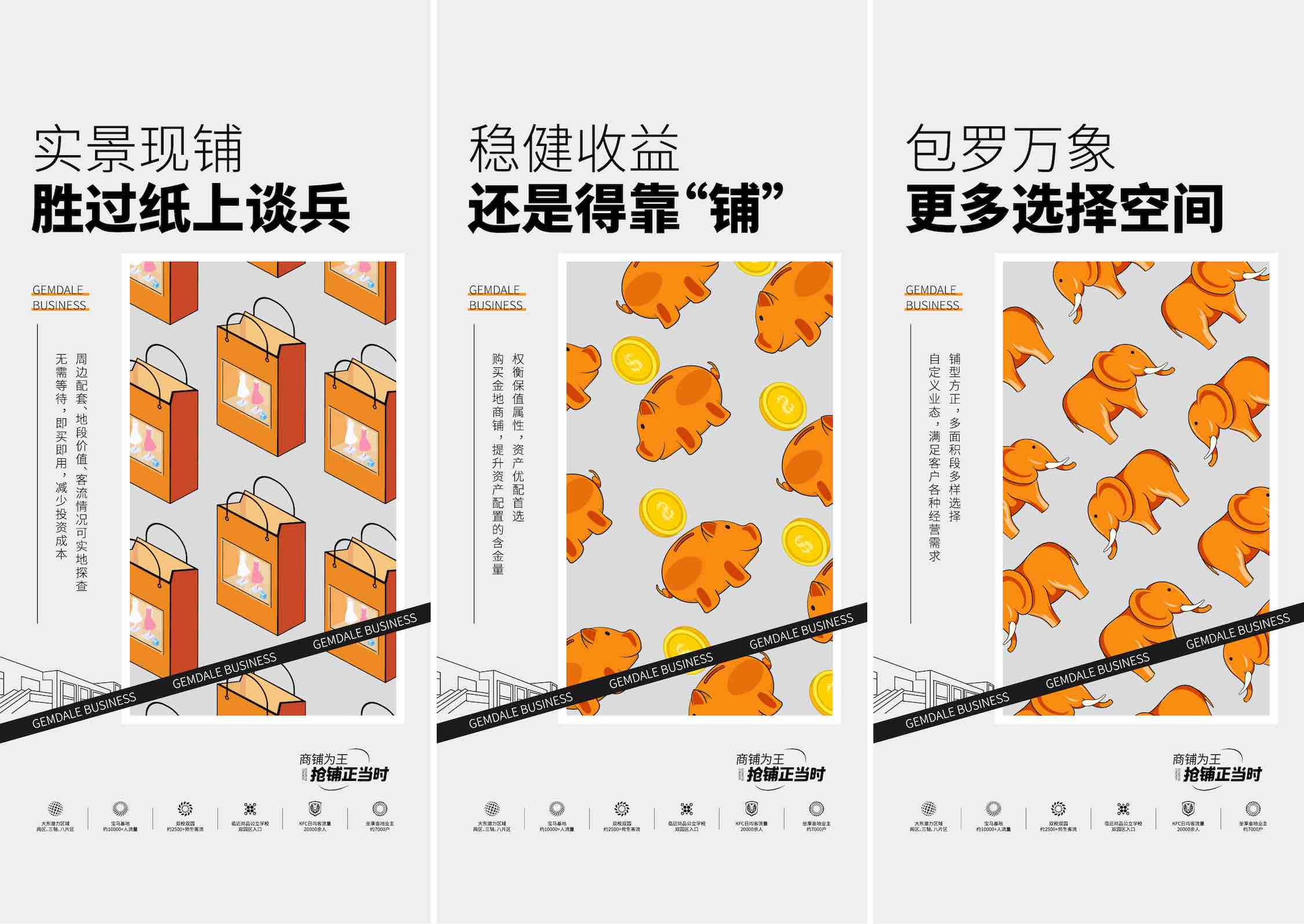 商业地产商铺现铺价值点海报AI源文件