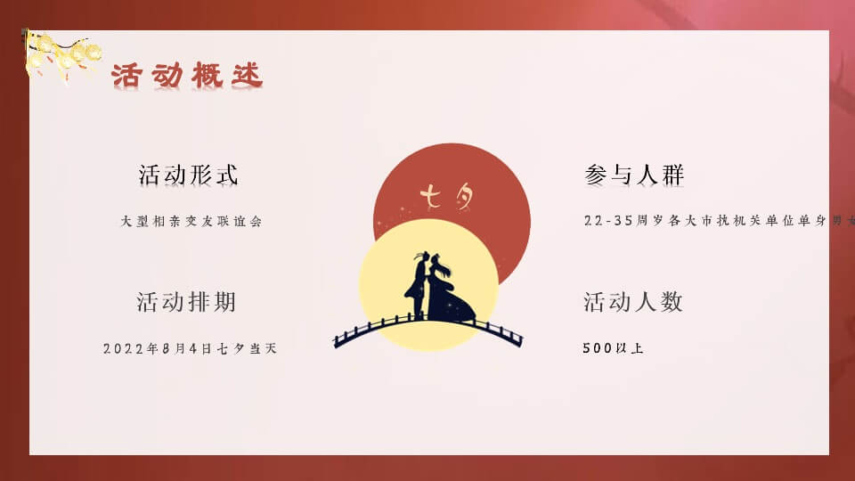 政府企业七夕中式相亲联谊会（朝花夕誓·良辰将至主题）活动策划方案