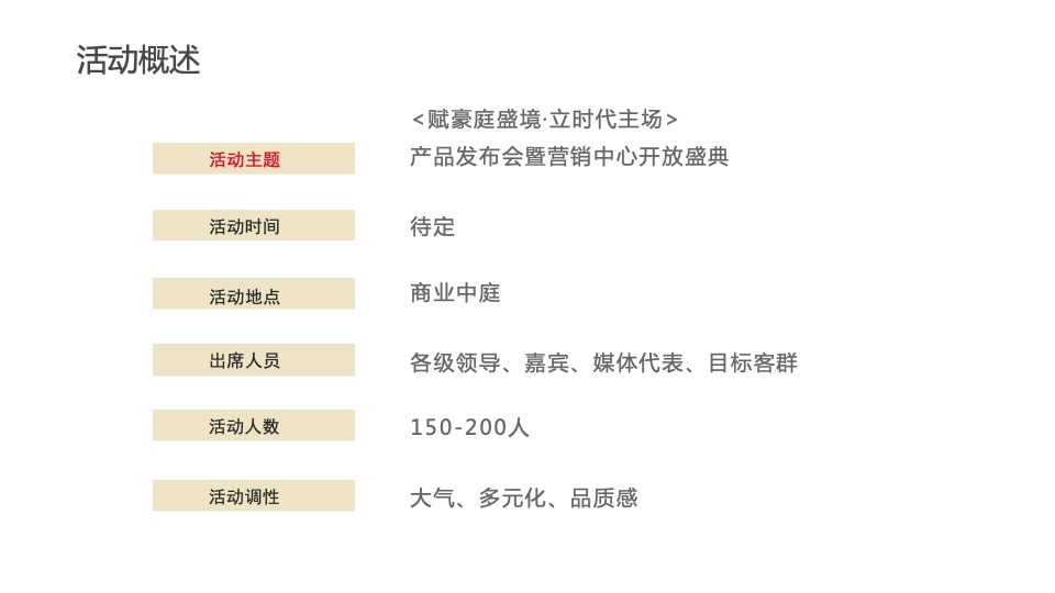 地产项目产品发布会暨营销中心开放盛典（赋豪庭盛境·立时代主场主题）活动策划方案