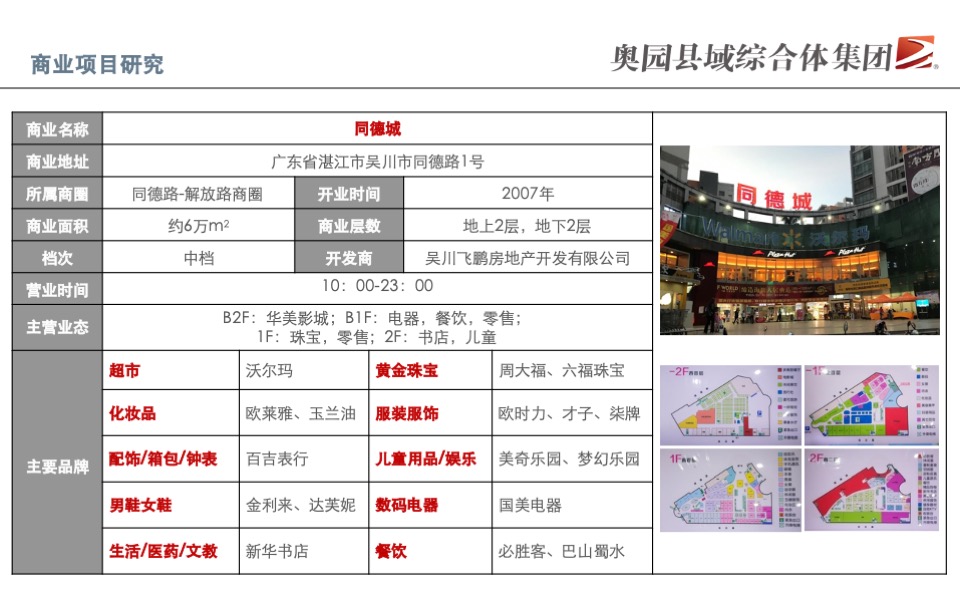 奥园吴川购物中心项目定位报告（集中商业租赁决策文件