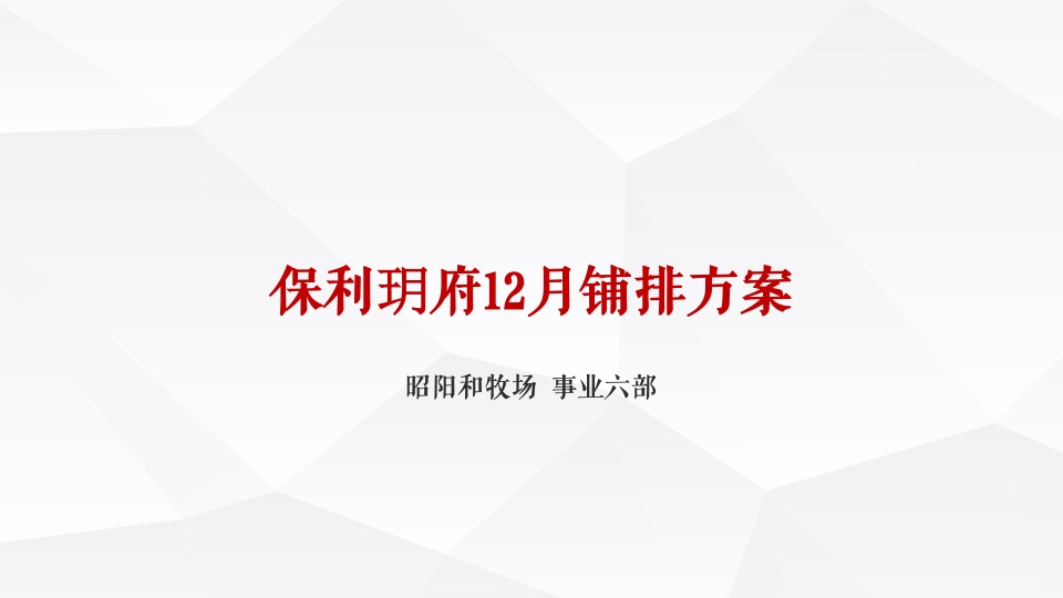 保利玥府12月铺排方案