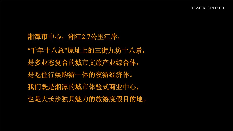 湖南青旅湘潭十八总文旅产业综合体整合推广提案-黑之蛛