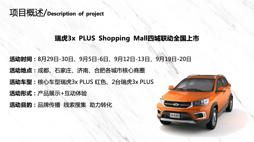 瑞虎3x PLUS Shopping Mall 四城联动上市活动策略规划方案