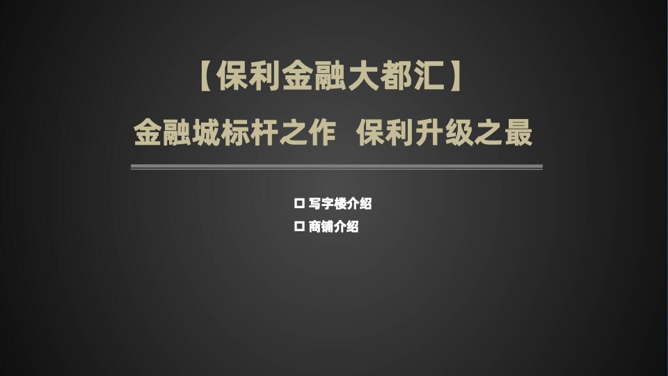 保利金融大都汇推介PPT
