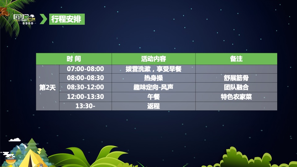 企业户外露营团建趣玩趴（回归自然主题）活动策划方案