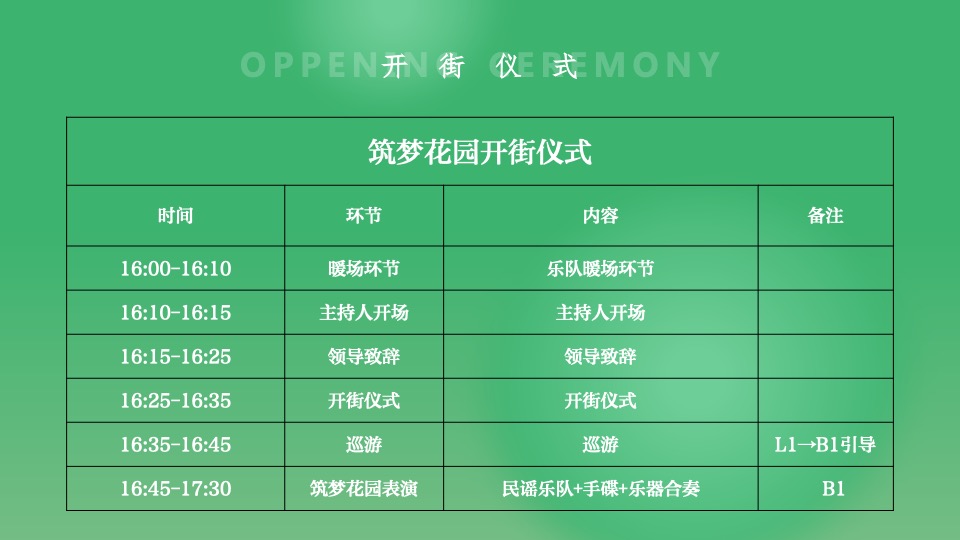 商业街绿野治愈节暨开街仪式活动策划方案