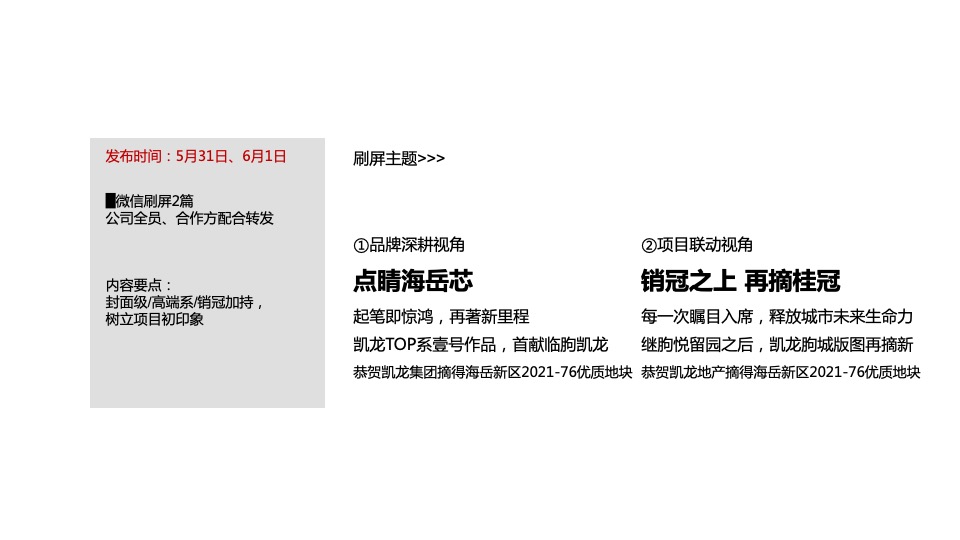 【推广】凯龙海岳新区地块6月推广策划案 #项目入市# #豪宅# #事件活动#