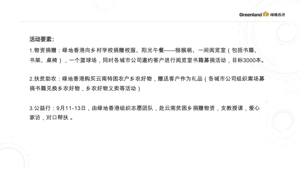 绿地香港8-9月推广策划案 #开学季# #公益活动#