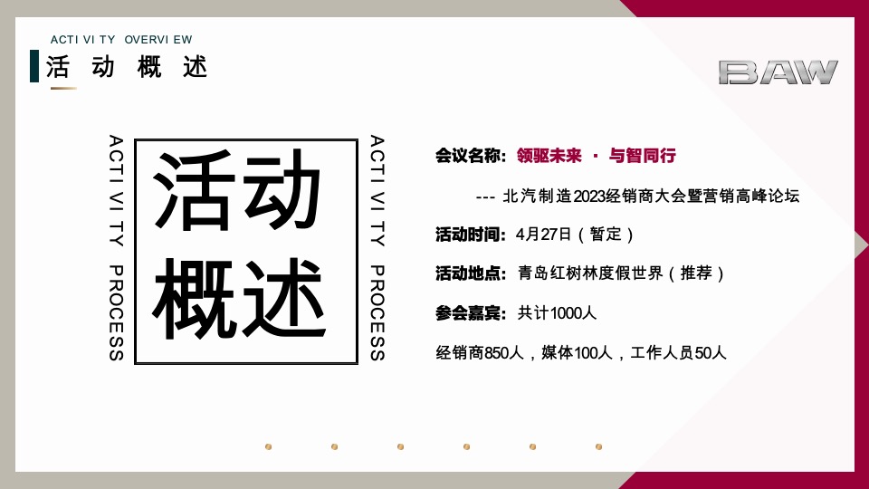 汽车品牌经销商大会暨营销高峰论坛（领驱未来·与智同行主题）活动策划方案
