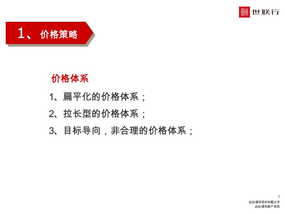 深圳世联行 如何制定价格策略