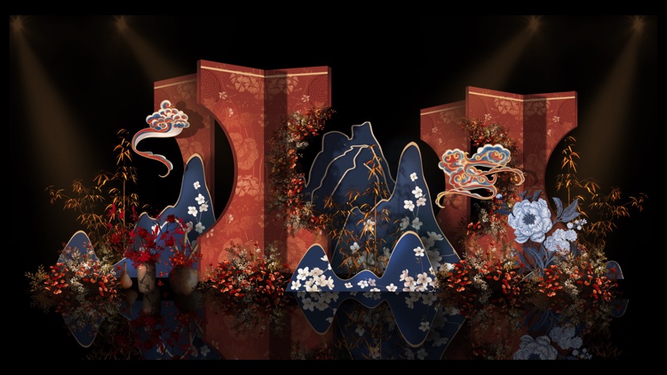 《连枝共冢》红蓝色新中式婚礼策划案