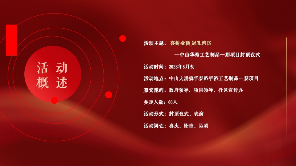 地产项目封顶仪式（喜封金顶 冠礼湾区主题）活动策划方案