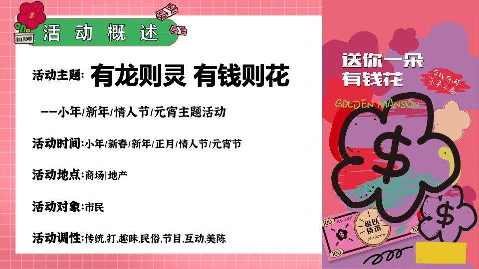 商场地产2月春节情人节元宵节（有龙则灵·有钱则花主题）活动策划方案