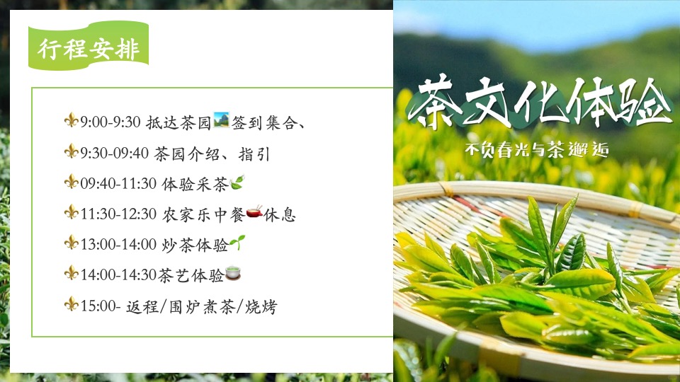 公司春季踏青寻茶香采茶团建（上春山 采春茶主题）活动策划方案