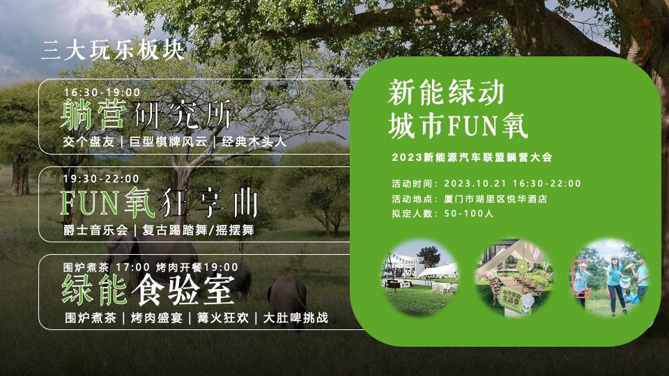 新能源汽车联盟躺营大会（新能绿动·城市FUN氧主题）露营活动策划方案