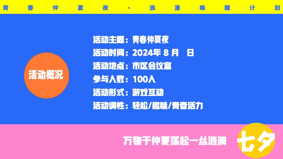 企事业单位青年联谊（青春仲夏夜主题）活动策划方案