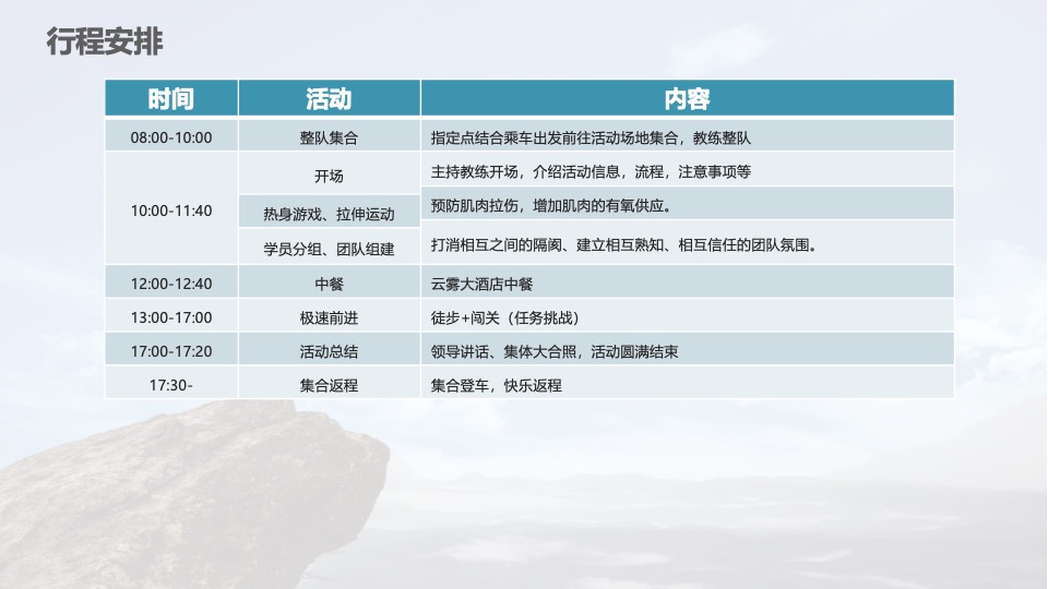 企业户外郊游徒步团建拓展（行走的力量主题）活动策划方案