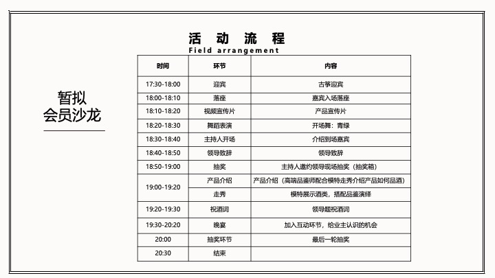 白酒品牌酱香芳华会员沙龙（好酒恰逢其时主题）活动策划方案