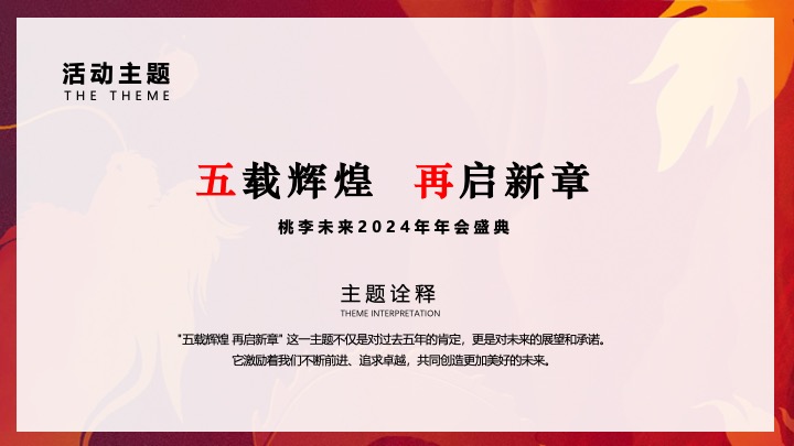 企业公司年会盛典（五载辉煌 再启新章主题）活动方案活动