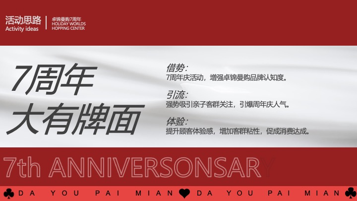 商业广场7周年庆系列（无限7待·大有牌面主题）活动策划方案
