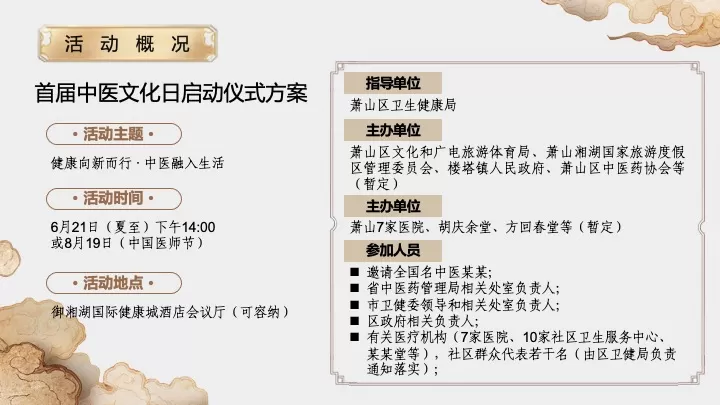 城市中医文化日暨首届中医养生市集活动策划方案