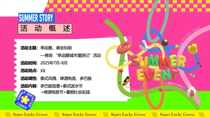 商业广场7-8月夏日狂欢节（幸运鹅城市漫游记主题）活动策划方案