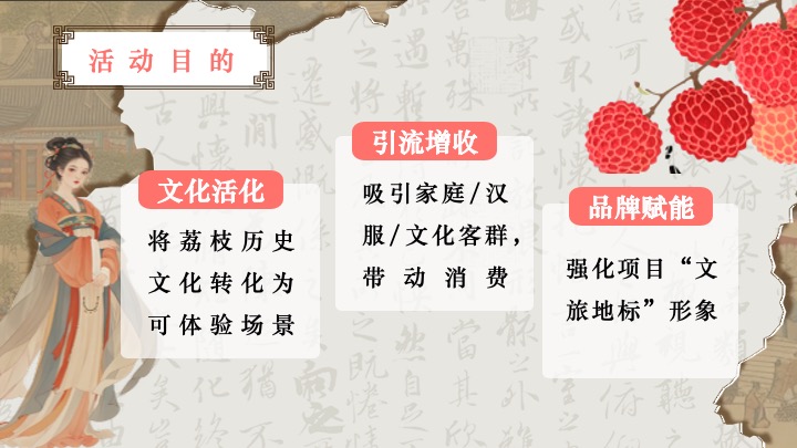 文旅景区古风荔枝文化节游园会（荔香唐韵主题）活动策划方案