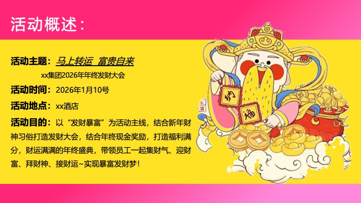 企业公司马年新春发财年会（马上转运·富贵自来主题）活动策划方案